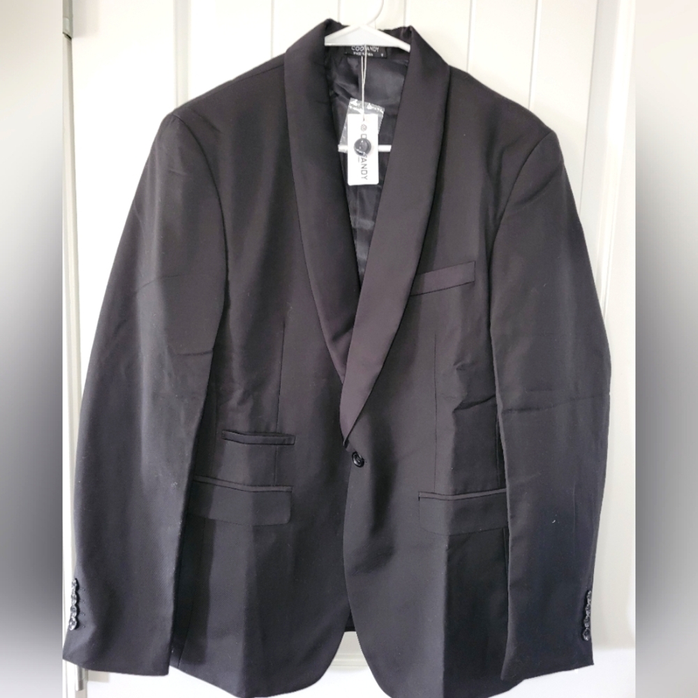 Coolfandy Men's Black Blazer with Satin Lapel NWT